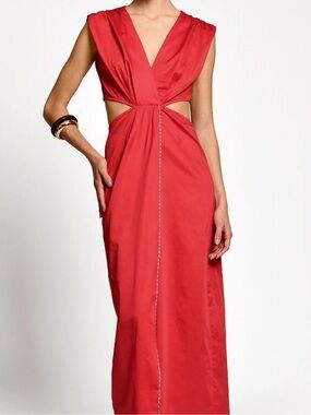 Encantadore Carlota Red Cutout Maxi Dress -  NWT small large Resort Wear